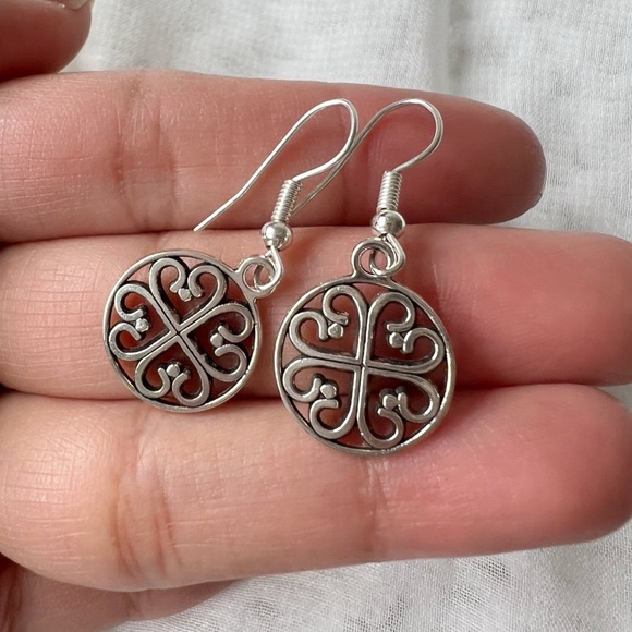Silver Round Earrings - Picture 1 of 2